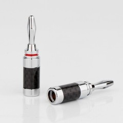 4x Banana Plug For Hifi Speaker Carbon Fiber Rhodium Plated Banana Connector NEW