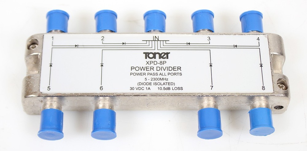 Toner XPD-8P L-Band Power Divider 5MHz-2300MHz, 8-Out Port, Diode Isolated