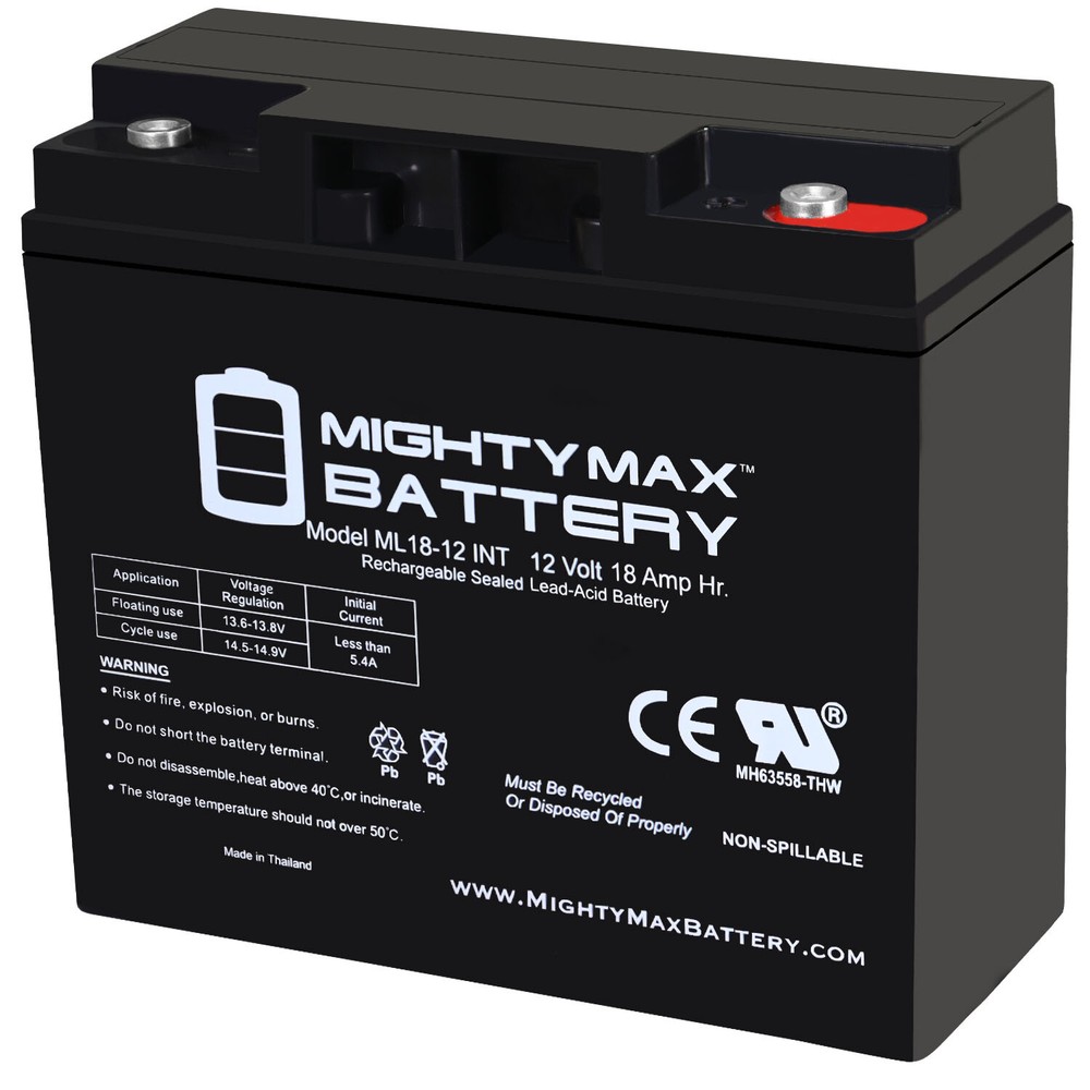 Mighty Max 12V 18AH SLA Internal Thread Replacement for 12896 51814 51913 104831