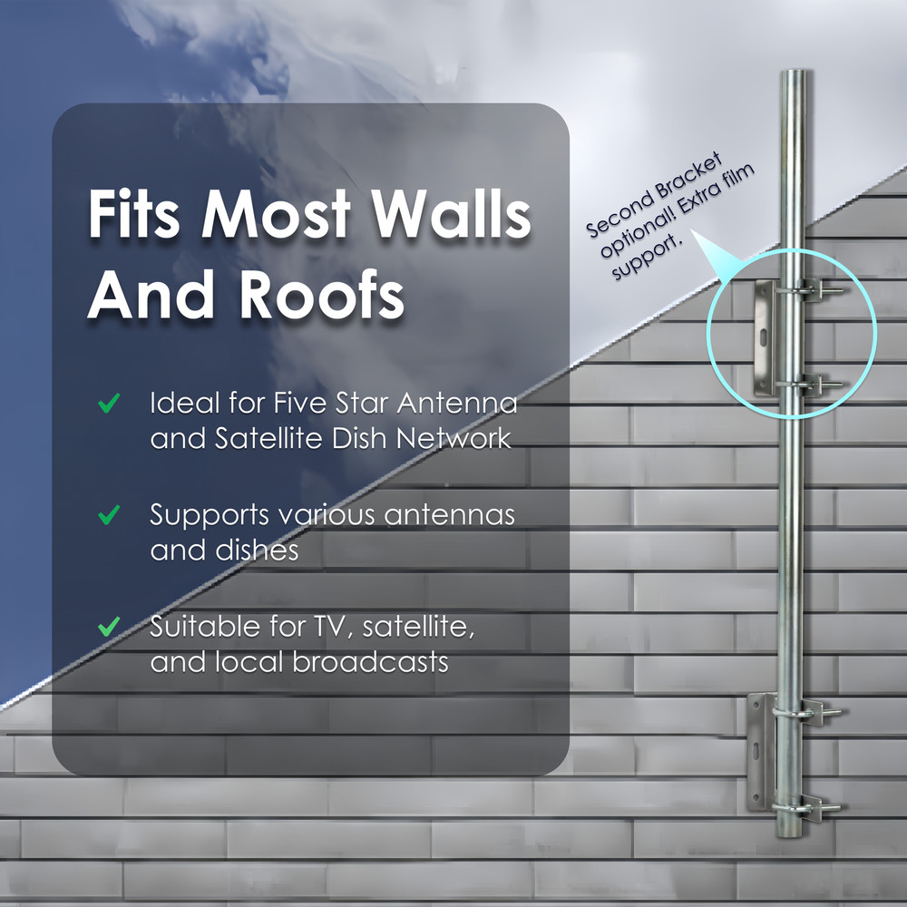 Solid TV Antenna Wall Mount Kit Easy Install Includes Hardware Weather Proof