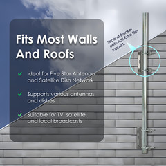 Solid TV Antenna Wall Mount Kit Easy Install Includes Hardware Weather Proof