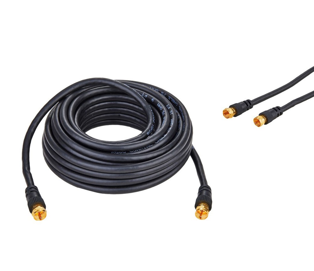 RG6 DUAL Shield Coax Cable Black TV Antenna Satellite 3ft-100ft Multi-Pack Lot