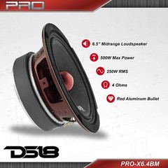 DS18 PRO-X 6.5″ 4-Ohm Mid-Range Car Speaker – 1 Speaker