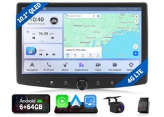 10.1″ QLED Double DIN Car Radio Head Unit Android 13 Wireless CarPlay GPS 4G LTE