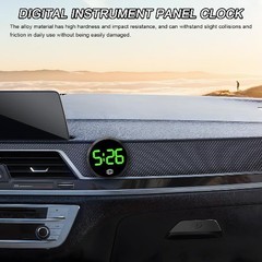 Digital Clock, Stick On Luminous Small Vehicle Electronic W Color: Black/Green