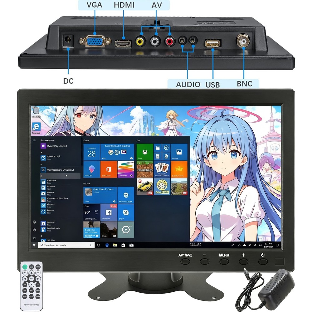Portable Monitor HD 10″ LCD Display Screen with AV VGA HDMI Input 2nd Screen
