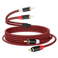 15Ft RCA Male to Male Stereo Audio Cable – Nylon-Braided for Hi-Fi Systems