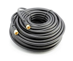 Quality Coaxial Cable 50 FT – BLACK – Triple Shielded w Gold Plated Connectors