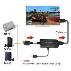 PS2 to HDMI Converter 1080P HD Monitor HDTV Video Adapter for PlayStation 1/2/3