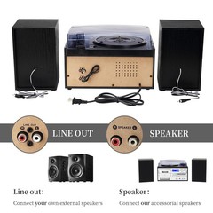 10 in 1 Vintage Record Player with External Speakers, 3 Speed Turntable with …