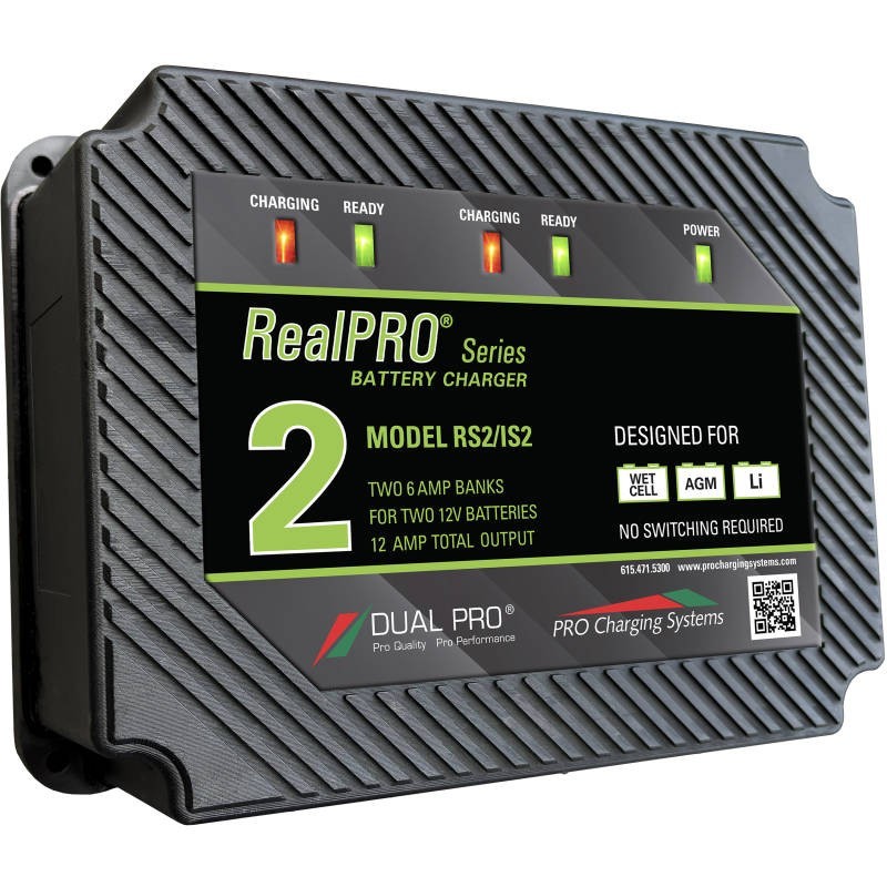 Dual Pro RealPRO Battery Charger RS2 12Amp 12A 2-Bank 12V/24V Auto / Marine Boat