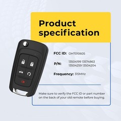 Replacement Flip Key Fob GMC Terrain Keyless Entry Remote Control 13504199 2Pack