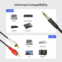 Goldplated 6.35mm 1/4 Inch Male Trs Stereo Plug To 2 Rca Phono Male Audio Y Spli