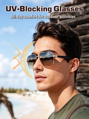 AI Smart Glasses for Men&Women Bluetooth Sunglasses Open-Ear Speaker Translation