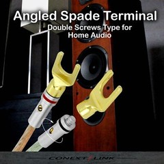 1 Pair 24k Gold Plated Screw Spade Banana Plug Connector 4mm Speaker Wire Cable