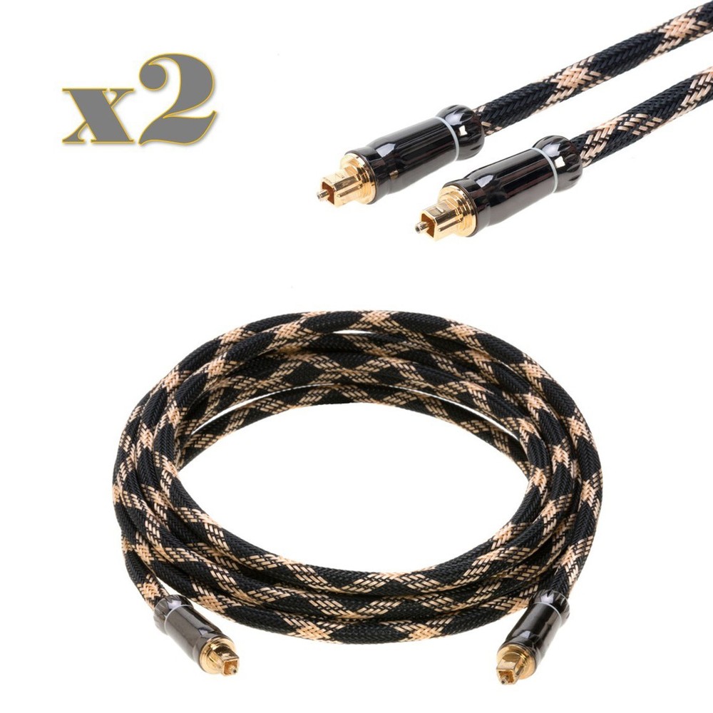 2-Pack- 6FT Premium Toslink Digital Optical Audio Cable SPDIF Fiber Optic Cord