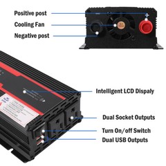 7000W Power Inverter DC 12V 24V To AC 110V 220V Pure Sine Wave Solar Converter