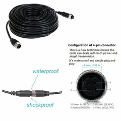 5M 16FT Male to Female 4-Pin Aviation Video Cable For Truck/Trailer/Bus