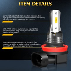 Pair Bright White CSP LED Headlight Bulbs for Can-Am Commander 700 XT 2022–2024