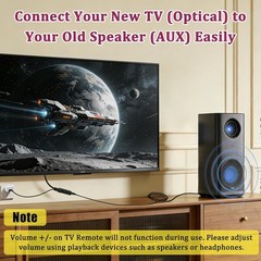 192Khz DAC Optical to 3.5Mm Converter, Optical Audio Cable to AUX Adapter, Unidi