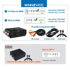 S Video to HDMI Converter, AV RCA to HDMI Converter, Includes RCA Cable + S V…