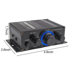 400W 12V 2 Channel Powerful Stereo Audio Power Amplifier HiFi Bass Amp Car Home