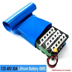 DIY 48V 13S 5P Lithium Battery Box Pack with 48V 30A BMS + Holder & Nickel Kits