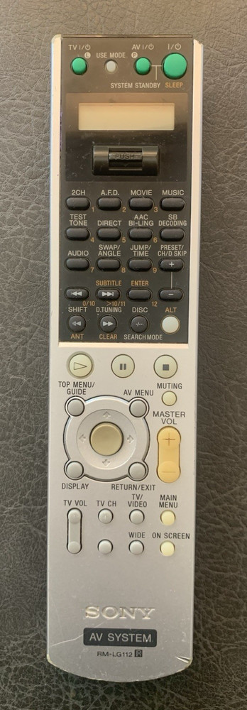 Sony RM-LG112 Remote Control, Used Pro Cleaned & Tested, Chew Mark. Bad Puppy!