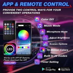 Upgrade 6 in 1 Ambient Strips 16 Million Color RGB LED Car Interior Light Kit US