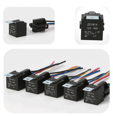 5 Pack 12V 30/40 Amp 5Pin SPST Automotive Relay w/Wires & Harness Socket Set