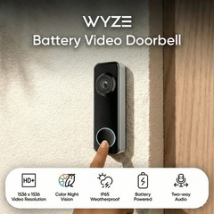 (NEW) Wyze Battery Video Doorbell Color Night Vision Black