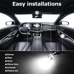 20X T10 194 168 W5W 2825 COB LED License Plate Interior Light Bulbs 6000K White