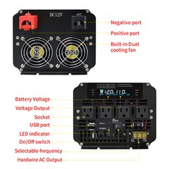5000W Power Inverter 12V to 110V DC to AC Converter 10000W with Remote Control