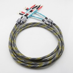 Speaker Cable Pair Braided HiFi Audiophile Cable with Banana Plugs for Amplifier