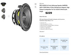 PRV Audio 6MR500NDY4 250W 6 inch Mid-Range Speakers Black Harley Waterproof