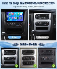Carplay Radio For 2002-2005 Dodge Ram FM RDS Stereo Head Unit Backup Camera