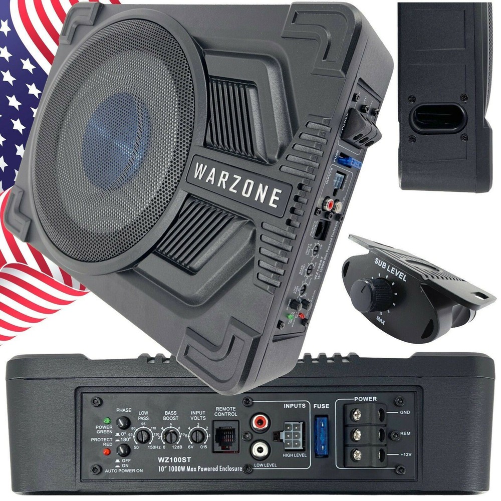Gravity Warzone 10″ 1000W Compact Under Seat SLIM Powered Subwoofer Enclosure