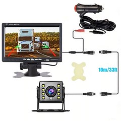 7″ Monitor Rear View Backup Camera Night Vision System for RV Truck Bus VAN US