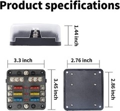 6 Way Fuse Block Car Boot Power 12-24V Blade Holder Box Waterproof LED Light