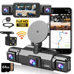4 Channel Dash Cam 4k Car Camera 360 View WiFi Front Rear Inside Left Right 64GB