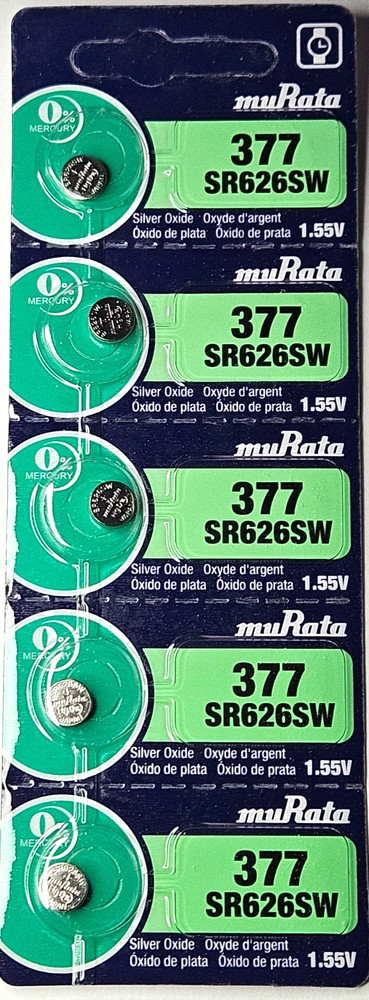 5 PACK MURATA 377 SR626SW SR626 V377 SILVER OXIDE (GOOD EXP 10/32) FREE SHIPPING
