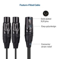 Cable Matters Balanced XLR Splitter Cable 1.5ft / 0.5m XLR Y Splitter Cable 2