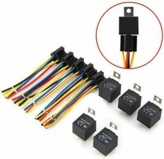 5 Pack 12V 30/40 Amp 5Pin SPST Automotive Relay w/Wires & Harness Socket Set