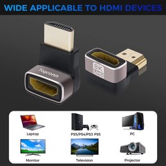 2 Pack 8K HDMI 2.1 90 Degree Up Down Male to Female Adapter