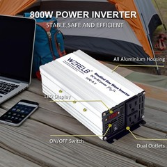 1000W Power Inverter 12/24V DC to 110V 120V AC Peak 2000W Vehicle RV Emergency
