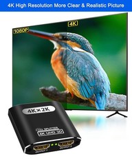 HDMI Splitter 1 In 2 Out – Aluminum 4K Signal V1.4 Powered HDCP Bypass Supports*