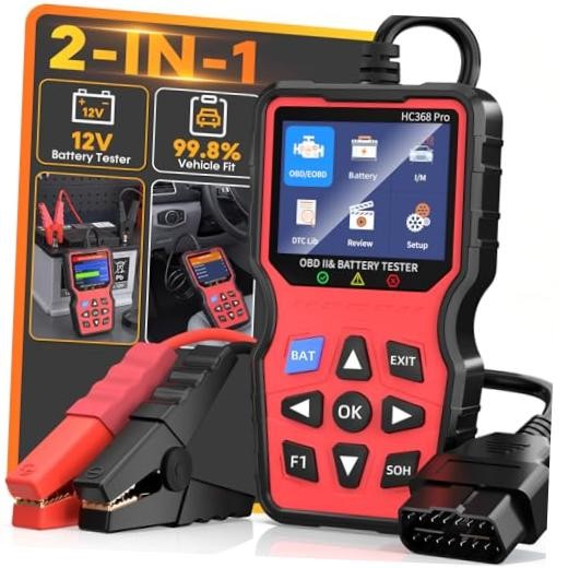 Easy to Use 2-in-1 OBD2 Scanner with Battery Tester: 1S Read & Clear Check