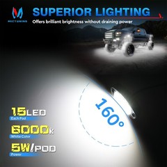 12/16/20/24 Pods Pure White LED Rock Lights, Underglow Underbody Glow Lights Kit
