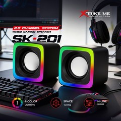 XTRIKE ME Mini RGB PC Gaming Speaker 2.0 Stereo USB for Notebook Laptop PS5 Xbox