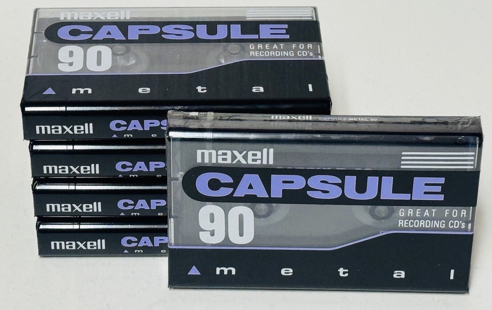 Lot of 5 – Maxell Capsule 90 – Metal Cassette Tape – IEC Type IV – New Sealed